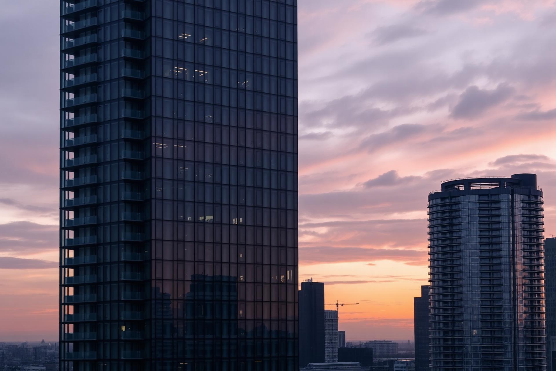 High-rise residential towers at dusk